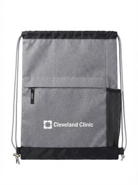 Cleveland Clinic Heather Grey & Black Cinch Backpack Gym Bag Commuter Travel